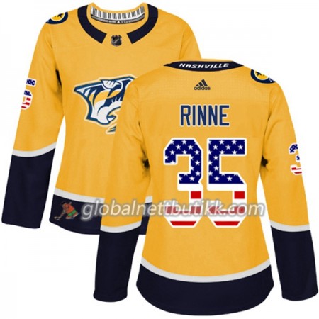 Nashville Predators Hockeydrakt Pekka Rinne 35 2017-2018 USA Flag Fashion Golden Adidas Authentic - Dame